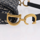 Christian Dior Trotter Canvas Saddle Shoulder Bag Navy Gold Auth 210196M-9