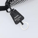 PRADA Hand Pouch Satin Black Silver Auth 210197SAM-9