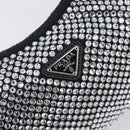 PRADA Hand Pouch Satin Black Silver Auth 210197SAM-18