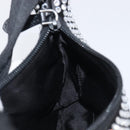 PRADA Hand Pouch Satin Black Silver Auth 210197SAM-19