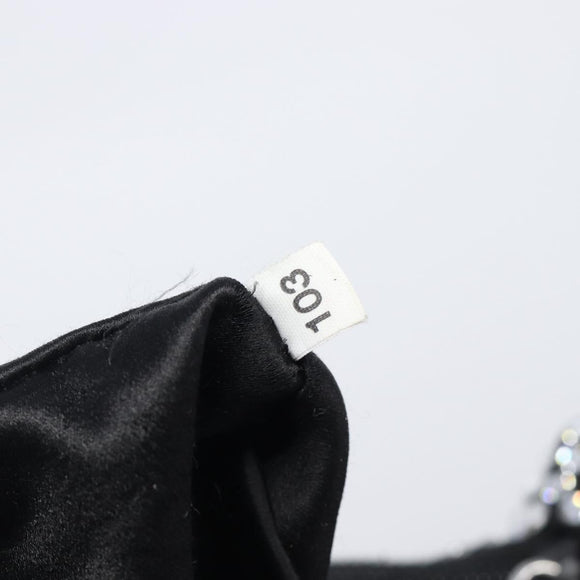 PRADA Hand Pouch Satin Black Silver Auth 210197SAM