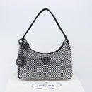 PRADA Hand Pouch Satin Black Silver Auth 210197SAM-23