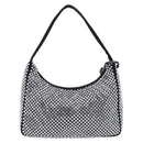 PRADA Hand Pouch Satin Black Silver Auth 210197SAM-3