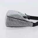 PRADA Hand Pouch Satin Black Silver Auth 210197SAM-4