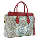 GUCCI GG Supreme GG Blooms Hand Bag PVC 2way Navy Gold 409534 Auth 210198V-1