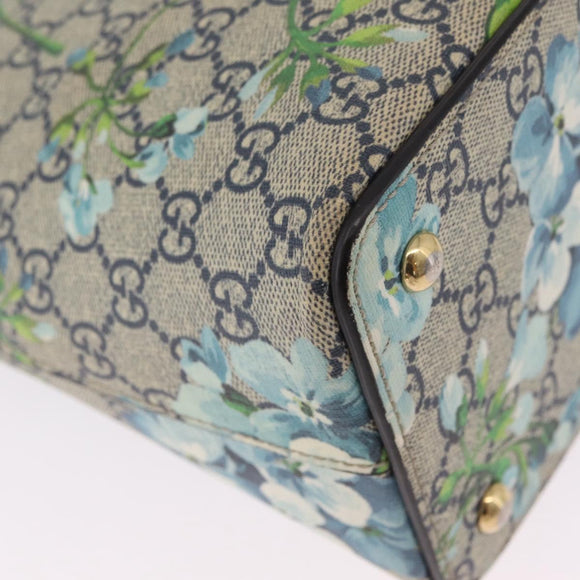 GUCCI GG Supreme GG Blooms Hand Bag PVC 2way Navy Gold 409534 Auth 210198V