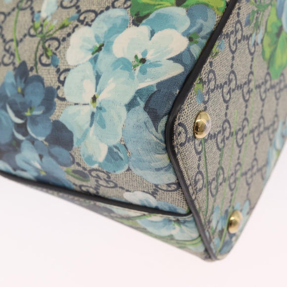 GUCCI GG Supreme GG Blooms Hand Bag PVC 2way Navy Gold 409534 Auth 210198V