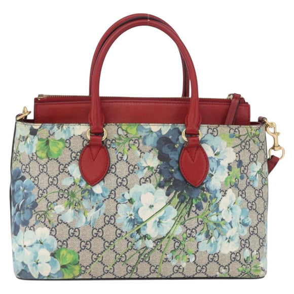 GUCCI GG Supreme GG Blooms Hand Bag PVC 2way Navy Gold 409534 Auth 210198V