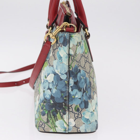 GUCCI GG Supreme GG Blooms Hand Bag PVC 2way Navy Gold 409534 Auth 210198V