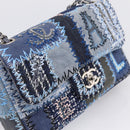CHANEL Chain Shoulder Bag Denim Blue Silver CC Auth 210199SM-18