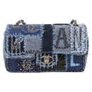 CHANEL Chain Shoulder Bag Denim Blue Silver CC Auth 210199SM-2