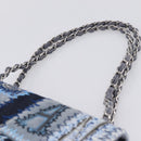 CHANEL Chain Shoulder Bag Denim Blue Silver CC Auth 210199SM-14