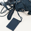 Balenciaga Classic Mini City Bag Leather 2way Blue Silver 300295 Auth 210200M-17
