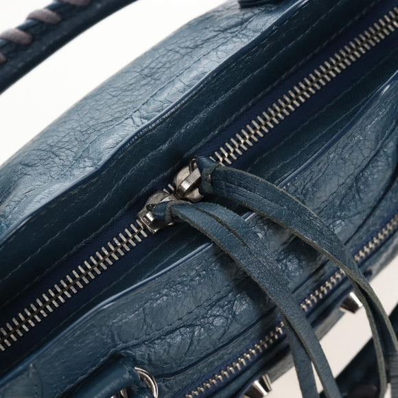 Balenciaga Classic Mini City Bag Leather 2way Blue Silver 300295 Auth 210200M