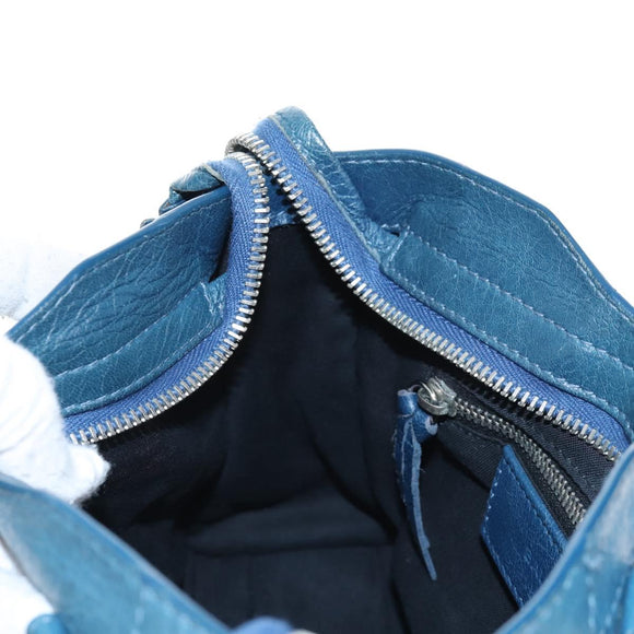 Balenciaga Classic Mini City Bag Leather 2way Blue Silver 300295 Auth 210200M