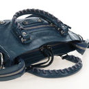 Balenciaga Classic Mini City Bag Leather 2way Blue Silver 300295 Auth 210200M-6