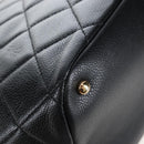 CHANEL Matelasse Chain Shoulder Tote Bag Caviar Skin Black Gold CC Auth 210201M-15