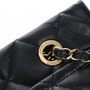 CHANEL Matelasse Chain Shoulder Tote Bag Caviar Skin Black Gold CC Auth 210201M-17