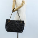 CHANEL Matelasse Chain Shoulder Tote Bag Caviar Skin Black Gold CC Auth 210201M-26