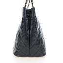 CHANEL Matelasse Chain Shoulder Tote Bag Caviar Skin Black Gold CC Auth 210201M-4
