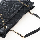 CHANEL Matelasse Chain Shoulder Tote Bag Caviar Skin Black Gold CC Auth 210201M-6