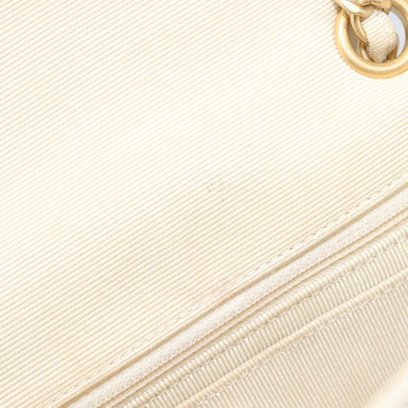 CHANEL Chain Shoulder Bag Canvas Ivory Gold CC Auth 210203SM