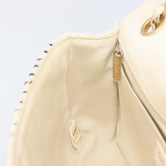 CHANEL Chain Shoulder Bag Canvas Ivory Gold CC Auth 210203SM