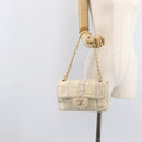 CHANEL Chain Shoulder Bag Canvas Ivory Gold CC Auth 210203SM-30