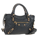 Balenciaga Giant Mini City Hand Bag Leather 2way Gray Gold 309544 Auth 210204M-1