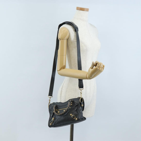 Balenciaga Giant Mini City Hand Bag Leather 2way Gray Gold 309544 Auth 210204M