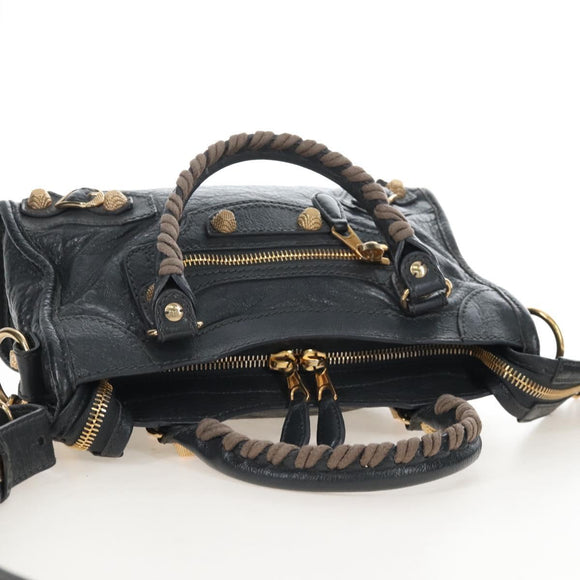 Balenciaga Giant Mini City Hand Bag Leather 2way Gray Gold 309544 Auth 210204M
