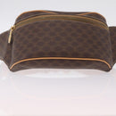 CELINE Macadam Canvas Circle Body Bag PVC Leather Brown Gold Auth 210205V-11