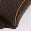 CELINE Macadam Canvas Circle Body Bag PVC Leather Brown Gold Auth 210205V-12