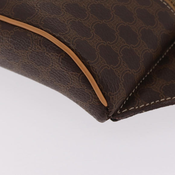 CELINE Macadam Canvas Circle Body Bag PVC Leather Brown Gold Auth 210205V