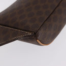 CELINE Macadam Canvas Circle Body Bag PVC Leather Brown Gold Auth 210205V-14