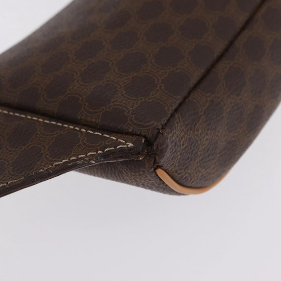 CELINE Macadam Canvas Circle Body Bag PVC Leather Brown Gold Auth 210205V