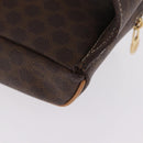 CELINE Macadam Canvas Circle Body Bag PVC Leather Brown Gold Auth 210205V-15