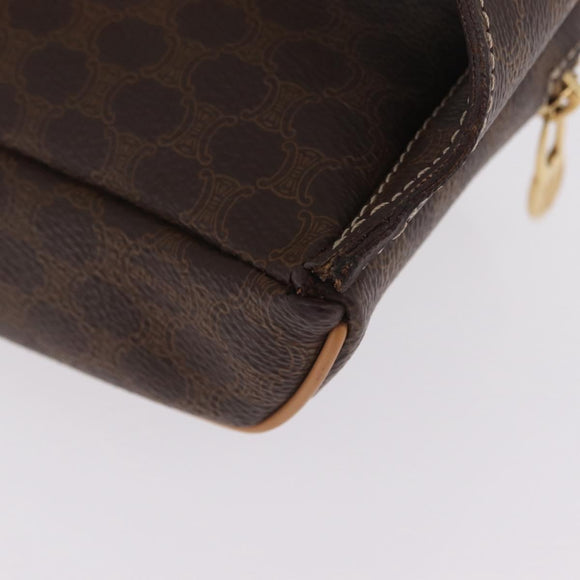 CELINE Macadam Canvas Circle Body Bag PVC Leather Brown Gold Auth 210205V