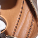 CELINE Macadam Canvas Circle Body Bag PVC Leather Brown Gold Auth 210205V-18