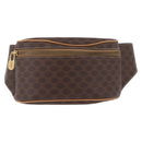 CELINE Macadam Canvas Circle Body Bag PVC Leather Brown Gold Auth 210205V-2
