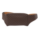 CELINE Macadam Canvas Circle Body Bag PVC Leather Brown Gold Auth 210205V-3
