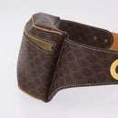 CELINE Macadam Canvas Circle Body Bag PVC Leather Brown Gold Auth 210205V-4