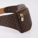 CELINE Macadam Canvas Circle Body Bag PVC Leather Brown Gold Auth 210205V-5