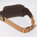 CELINE Macadam Canvas Circle Body Bag PVC Leather Brown Gold Auth 210205V-7