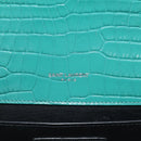 Saint Laurent Kate Chain Bag Leather Croco-Embossed Green Silver Auth 210206M-19