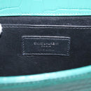 Saint Laurent Kate Chain Bag Leather Croco-Embossed Green Silver Auth 210206M-20