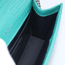 Saint Laurent Kate Chain Bag Leather Croco-Embossed Green Silver Auth 210206M-22