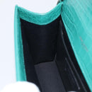 Saint Laurent Kate Chain Bag Leather Croco-Embossed Green Silver Auth 210206M-23