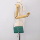 Saint Laurent Kate Chain Bag Leather Croco-Embossed Green Silver Auth 210206M-26