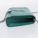 Saint Laurent Kate Chain Bag Leather Croco-Embossed Green Silver Auth 210206M-5